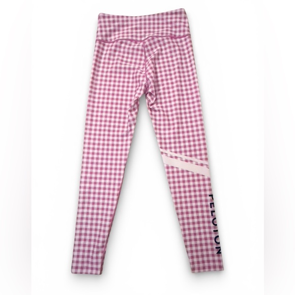 Peloton Women’s High Waisted Pink and White Gingham Leggings Size Medium - Picture 2 of 5